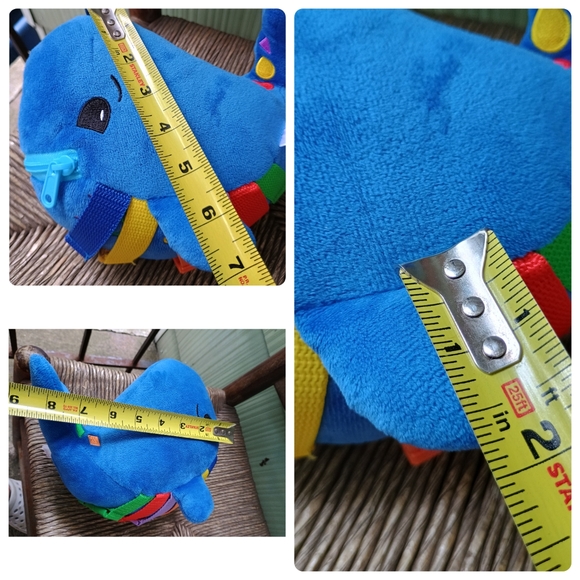 Buckle Toys BLU WHALE colorful Buckles Zipper Mouth Fleece Stuffed Toy 7in - Picture 15 of 16